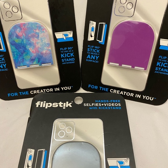 Flipstik Foldable Adhesive Kick Stand Phone Mount Black Purple Opal Lot Of 3 - Picture 8 of 9